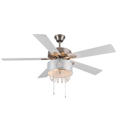 52 Led Metal Punched Triple Tiered Crystal Lighted Ceiling Fan Silver -  River Of Goods : Target