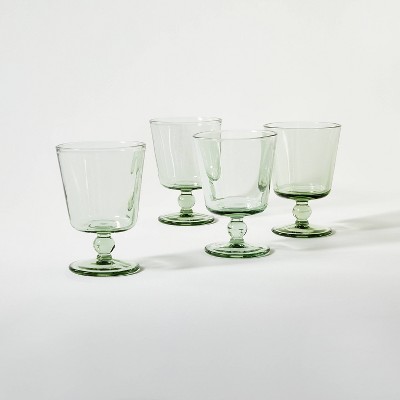 4pc Glass Drinkware Set Green - Threshold™ designed with Studio McGee: Lead-Free Wine Goblet Glasses, Dishwasher-Safe