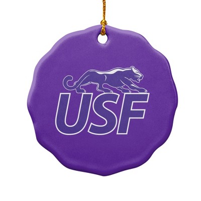 University of Sioux Falls Primary Logo Porcelain Scalloped Holiday Christmas Tree Ornament