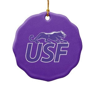 University of Sioux Falls Primary Logo Porcelain Scalloped Holiday Christmas Tree Ornament - 1 of 4