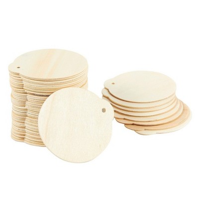 Juvale 48-Pack Wood Discs - Wooden Ornaments, Wood Circles for Diy Decoration, Craft Ornaments, Brown - 2.8x0.08x3" Each