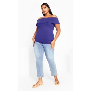 Women's Plus Size Marseille Top - ultra marine | CITY CHIC - 1 of 4