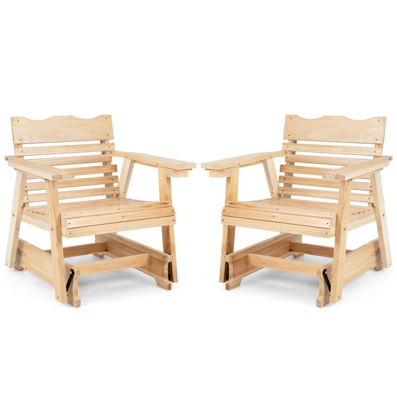Costway Patio Outdoor Wood Slat Rocking Chair Porch Rocker Curved Seat 330 Lbs, 2 of 10