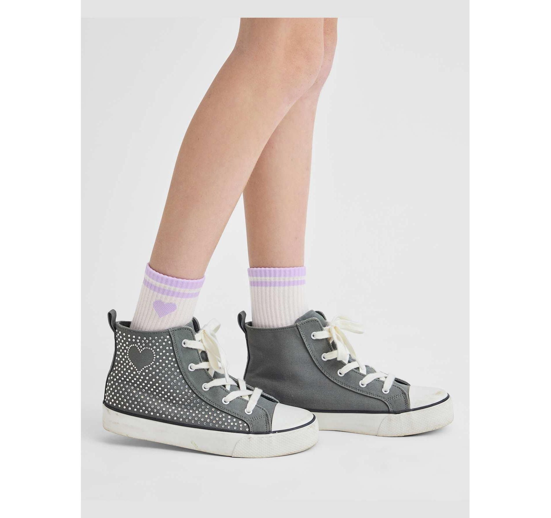 The Children's Place Girls Rhinestone Heart High Top Sneakers