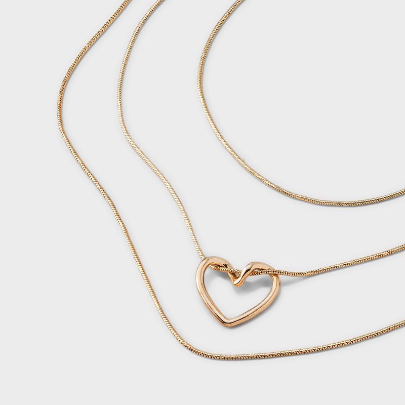 Snake Multi-Strand Chain with Floating Heart Necklace - Universal Thread&#8482; Gold, 5 of 6
