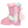 Bebe Girl's Stylish and Cozy Microsuede Winter Boots with Sparkling Rhinestone Grommets and Playful Pom Pom Accents - 3 of 4