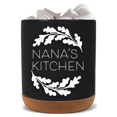 Elanze Designs Nana's Kitchen Black X-Large Cork Bottom, Kitchen Counter, Ceramic Stoneware, Coffee, Tea and Hot Chocolate, Machine Brewing, K Capsule