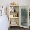 Storied Home Solstice Narrow Metal Accent Cabinet: Arched Glass, Off-White Display Storage - 2 of 4