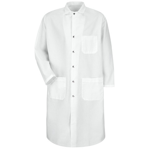 Red Kap Snap-Front Spun Polyester Butcher Coat, White - Xx Large