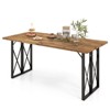Tangkula 67" Heavy-Duty Rectangle Table Acacia Wood Dining Table w/ Umbrella Hole Patio - 2 of 4