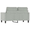 vidaXL Modern 2-Seater Sofa Crafted from Velvet and Metal Frame, Comfortable Padded Seating, Light Gray - Ideal for Living Room or Patio - 4 of 4