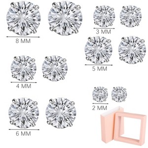 Lot of 6 Pairs of 925 Sterling Silver Earrings for Women - Aretes con Circonitas Grandes (2-8mm) - Set de Joyería - 1 of 4