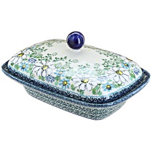 Blue Rose Polish Pottery MA03 Galia Butter Tub - 1 of 3