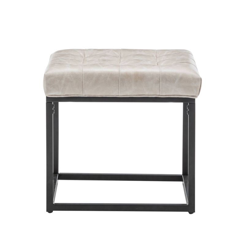 18" Square Button Tufted Metal Ottoman - WOVENBYRD, 3 of 13