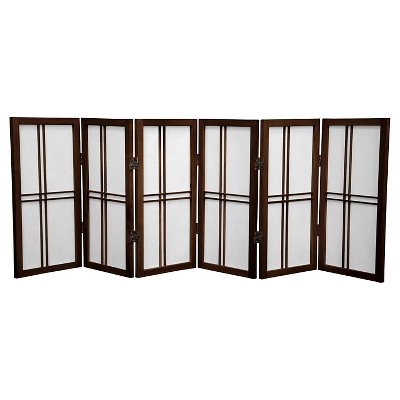 2 ft. Tall Desktop Double Cross Shoji Screen - Walnut (6 Panels) - Oriental Furniture