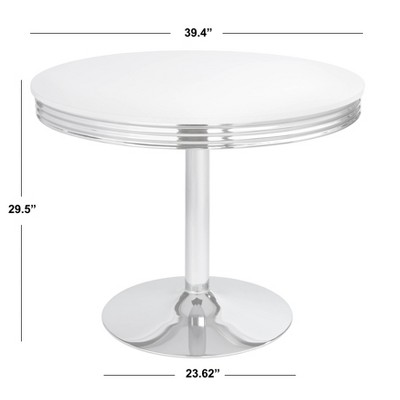 Retro White and Chrome 5-Piece Dining Set with Gray Chairs