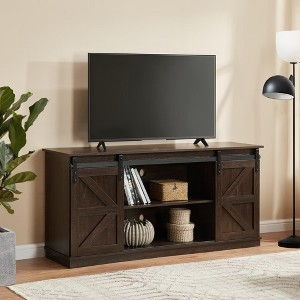 COMHOMA 58" TV Stand and Entertainment Center for TVs up to 65 Inches, with Sliding Barn Doors, Storage Cabinets - 1 of 4