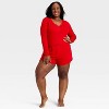 Women's Ribbed Long Sleeve Shirt and Shorts Pajama Set - Auden™ - 3 of 3
