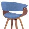 FurniFact,Mid-Century Modern Dining Chair in Blue Fabric with Walnut Wood Frame - 3 of 4