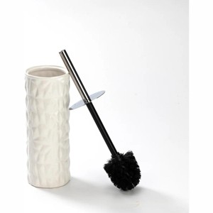 J&V TEXTILES Ceramic Toilet Brush, Toilet Bowl Brush with Extra Long Handle Durable Bristles Toilet Scrubber and Covered Holder for Toilet Brush Set - 1 of 4