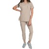 Medgear Fleur Women's Stretch Scrub Set with Zip Chest Pocket Top and Knit Rib Cuffs Jogger Pants, More Colors - 4 of 4
