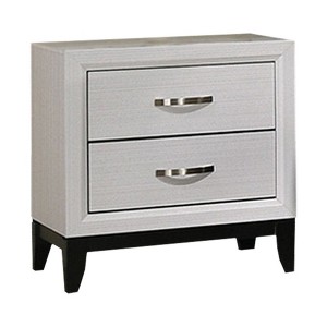Royal Hampton Nightstand, 2 Drawers, White Wood Finished Frame, Metal Handles - 1 of 4