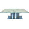 HomeRoots 51" White And Silver Genuine Marble And Stainless Steel Pedestal Coffee Table - 4 of 4