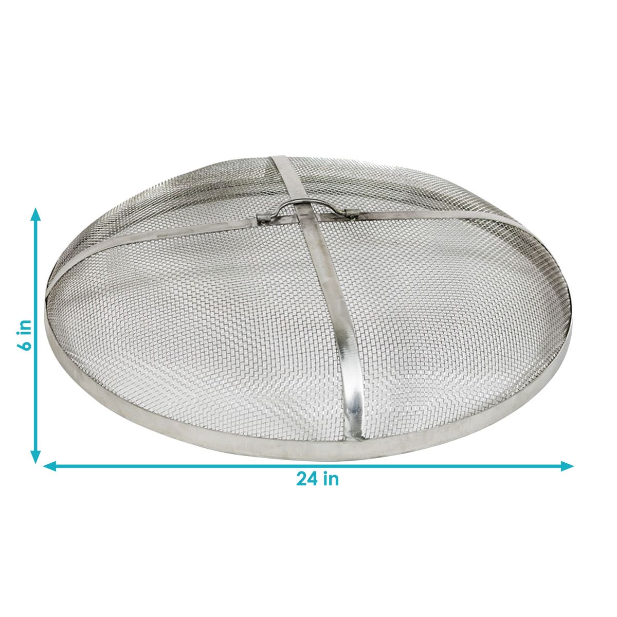 Sunnydaze Outdoor Heavy-Duty Steel Mesh Round Camp Fire Pit Spark Screen Lid with Grabber Ring Top - Silver - thumbnail 3