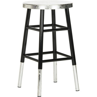 Kenzie 24" Black and Silver Metal Counter Stool