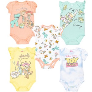 Disney Classics 101 Dalmatians Bambi Dumbo 5 Pack Short Sleeve Bodysuits - 1 of 4