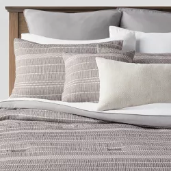 12pc Queen Cedarbrook Chambray Matelasse Stripe Comforter & Sheet Bedding Set Gray - Threshold™