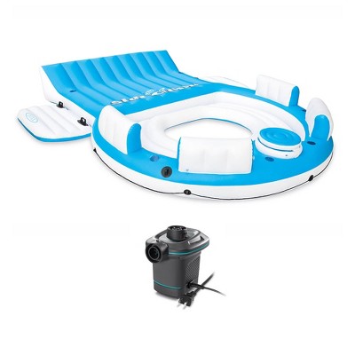 Intex Inflatable Island Pool Lake Raft Float Lounger w/ AC Electric Air Pump