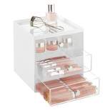 mDesign Plastic Makeup Storage Organizer Cube, 3 Drawers