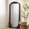 PexFix 21 in. W x 64 in. H Rustic Arched Solid Wood Framed DIY Carved Full Length Mirror in Charcoal - 3 of 4