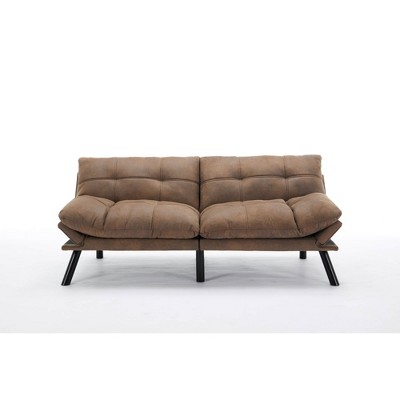 2-Seater Convertible Folding Modern Sofa Bed with Adjustable Armrest & Backrest and Soft Smooth Cover