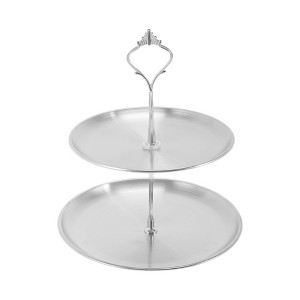 Unique Bargains 2 Tier Round Cup Cake Holder Tower with Tiered Serving Tray for Donuts Fruit 9.06"x7.87" - 1 of 4