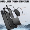 HTUTWOO iPhone 17 Pro/Pro Max Magnetic Phone Case, Shockproof Protection Shell with 360° Rotatable Metal Ring Kickstand for iPhone 17/Pro/Pro Max/Air - 4 of 4
