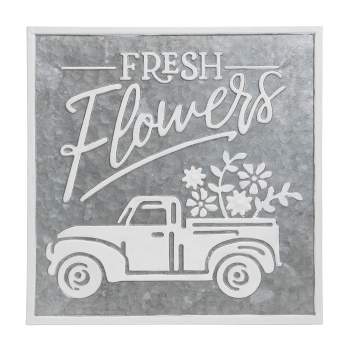 Fresh Flowers White Metal Wall Art - Foreside Home & Garden
