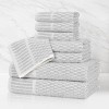 Viscose Cotton Blend Medium Weight Soft Textured Checkered Ribbed Border Towel Set by Blue Nile Mills - 2 of 4