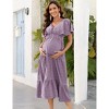 Clearlove Maternity Dress Women's V Neck Short Sleeve Smocked Ruffle Tiered Dress - 2 of 4