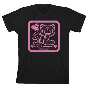 Bioworld Gloomy Bear Pink Character and Name Graphic Youth Black Short Sleeve Crew Neck Tee - 1 of 4