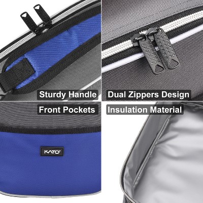 Small Blue and Gray Insulated Polyester Lunch Tote