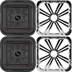 Kicker (2) 46L7T102 L7T L7-Thin 10-Inch (25cm) Subwoofer, Dual Voice Coil, 2-Ohm, 500 Watt w/ Chrome LED Grill Bundle - 1 of 4