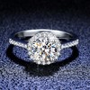 Radiant S925 Silver Rings - One Carat Simulated Diamond Engagement Ring for Women, Paired with a Lovely Heart-shaped Ring, Adjustable Size - 4 of 4
