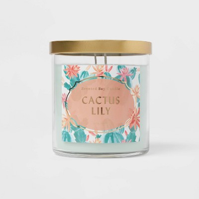 15.1oz Lidded Glass Jar 2-Wick Cactus Lily Candle - Opalhouse™