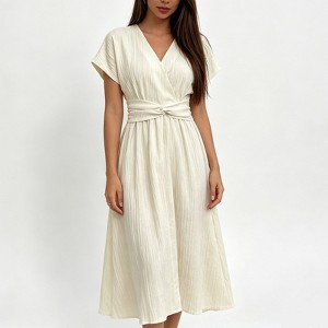 wrap dress with v neck Linen SADIE I do provide custom request orders Wrap Linen Dress Nuria