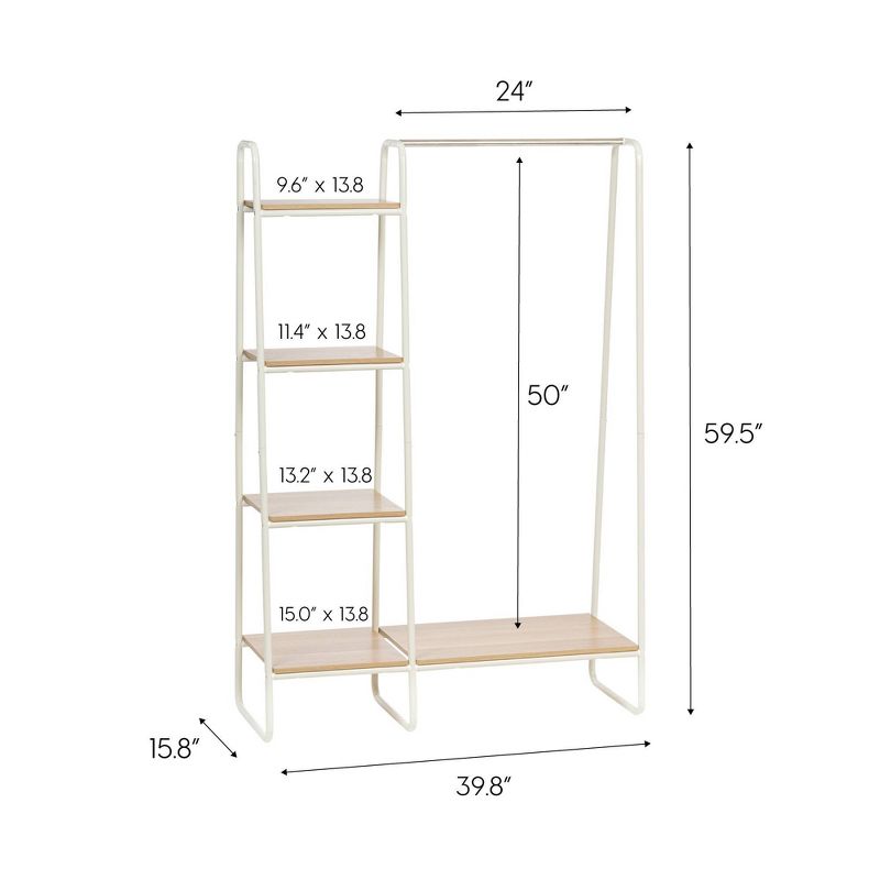 IRIS Metal Garment Rack with Wood Shelves includes 2 Hangers, 6 of 7