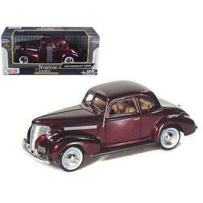 1939 Chevrolet Coupe Burgundy 1/24 Diecast Model Car by Motormax