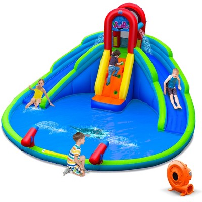 Tangkula Inflatable Waterslide Wet & Dry Bounce House W/upgraded ...