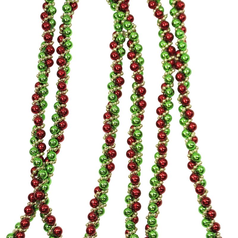 Kurt S. Adler 108.0 Inch Red Green Gold Twisted Bead Garland Christmas Tree Garlands, 3 of 4